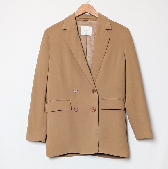 WILFRED Cherrelle Blazer Saville Brown Tan Double Breasted Aritzia XXS - Picture 2 of 12